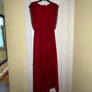 Aniina Red Maxidress with Beaded Sleeves